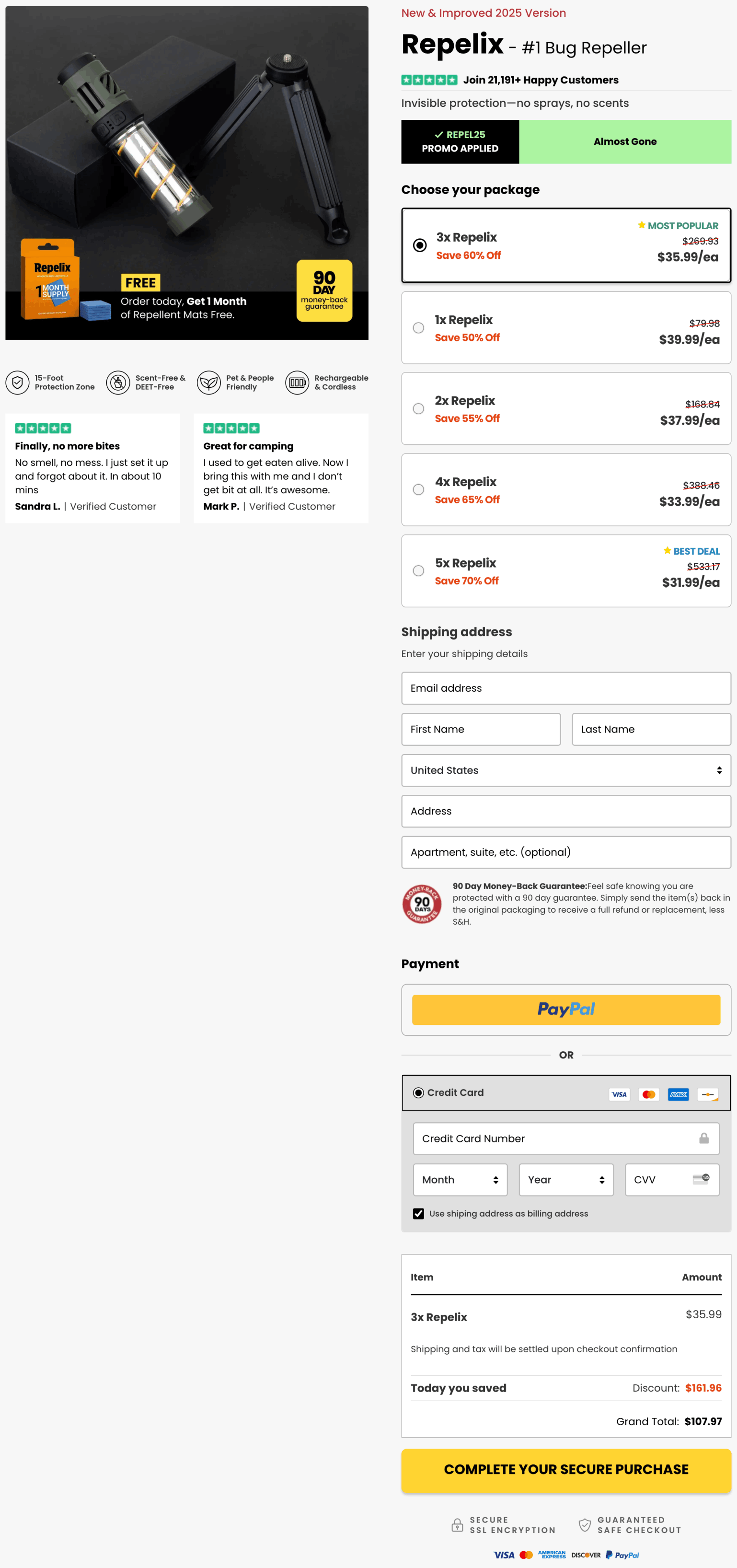 Repelix Official 100% Secure checkout page